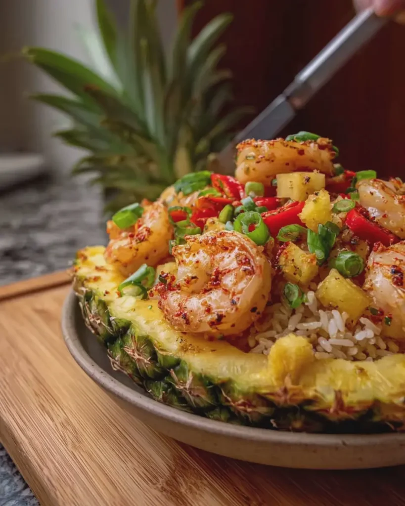 Pineapple Shrimp Rice with Sweet Tropical Pineapple and Savory Garlic Ginger Flavor