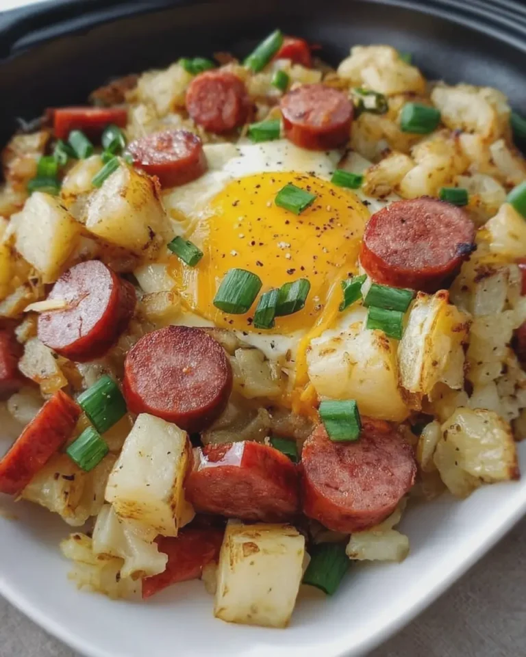 Beef Kielbasa and Cheesy Potato Hash Brown