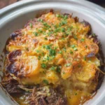 Slow Cooker Beef and Potato Au Gratin