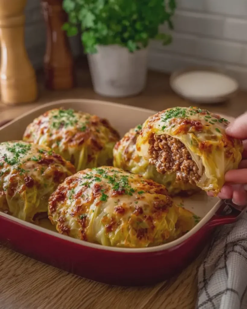 Best Cheesy Ground Beef Stuffed Cabbage