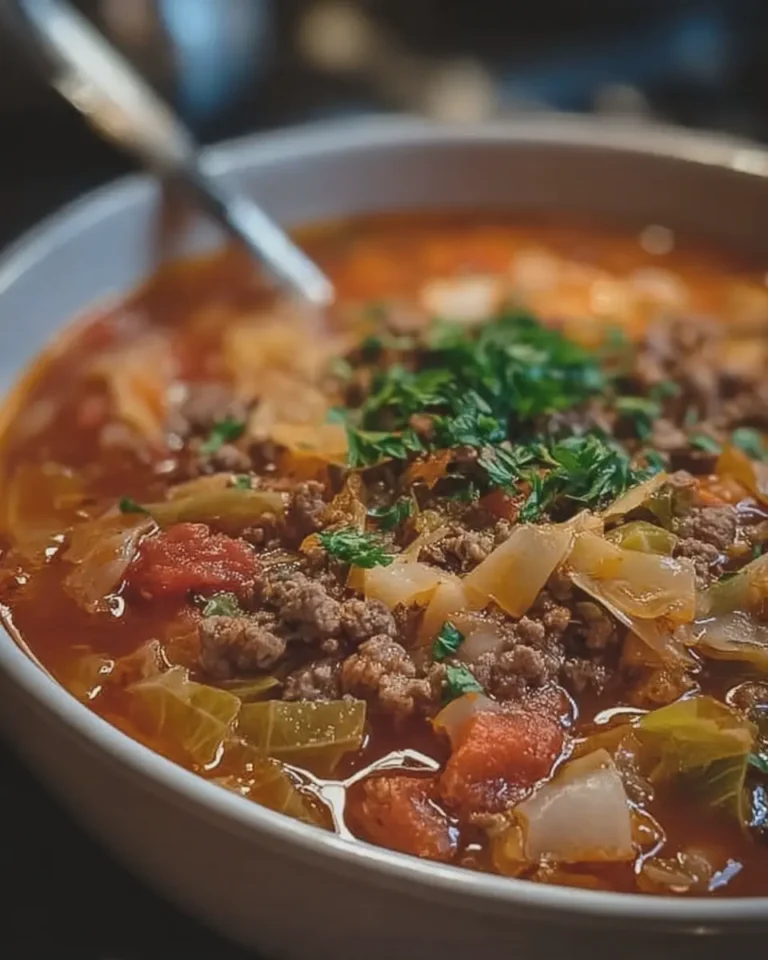 Homestyle Beef and Tender Cabbage Roll Soup