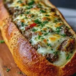 Cheesy Beef Stuffed Garlic Bread
