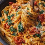 One Pan Creamy Tomato Spinach Parmesan Pasta