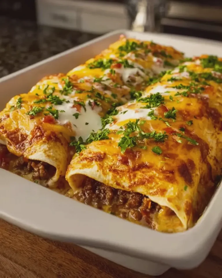 Cheesy Beef Enchiladas with Rich Savory Sauce