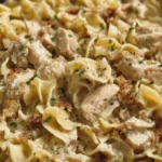 Creamy Slow Cooker Amish Chicken Stuffing Noodles