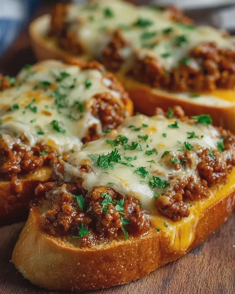 Cheesy Sloppy Joe Garlic Toast