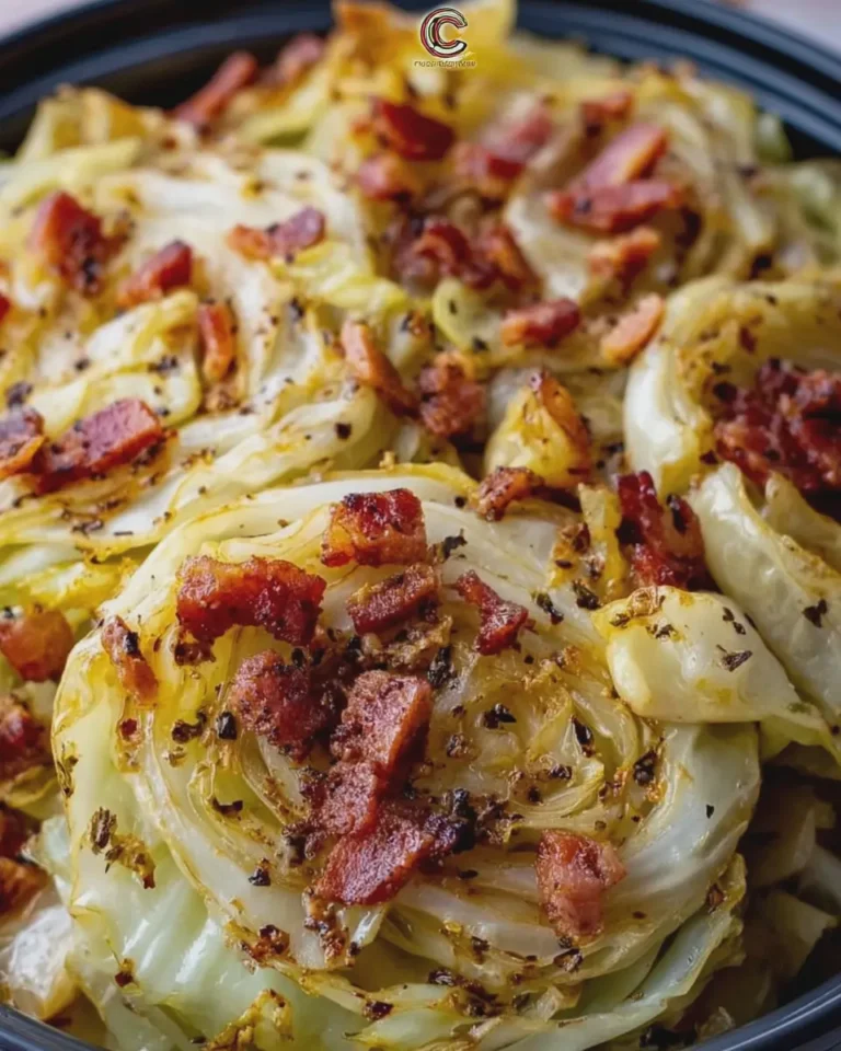 Slow Cooker Buttery Garlic Cabbage with Beef Bacon