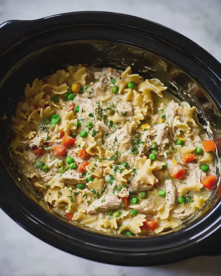 Crockpot Chicken Pot Pie Pasta Cozy Slow Cooker Family Dinner