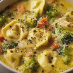 Crockpot Broccoli Cheddar Tortellini Soup