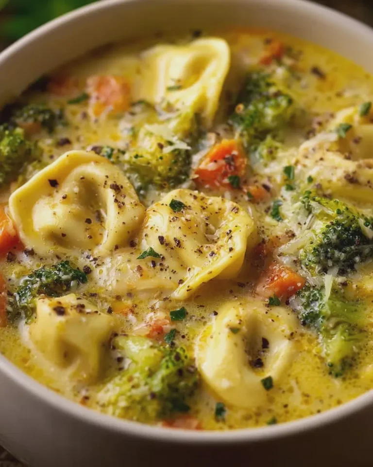Crockpot Broccoli Cheddar Tortellini Soup