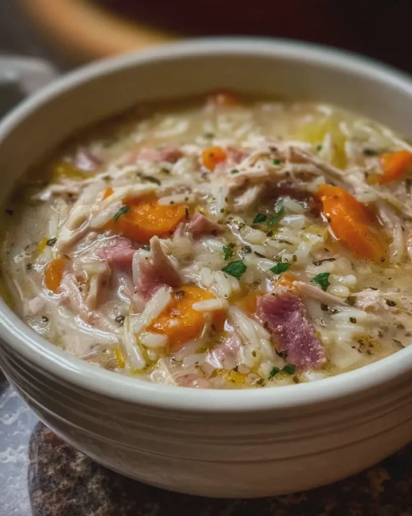 Creamy Smoked Turkey and Rice Soup Slow Cooker