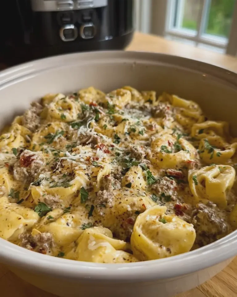 Creamy Cheesy Beef Tortellini Delight