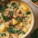 Creamy Tuscan Beef Sausage Potato and Kale Soup