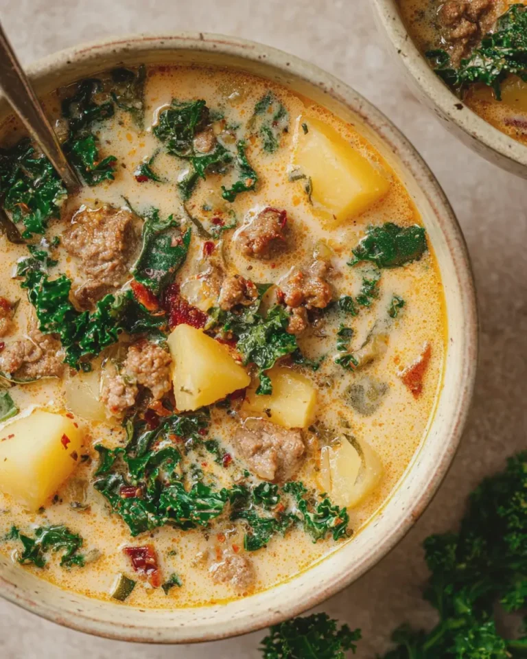 Creamy Tuscan Beef Sausage Potato and Kale Soup