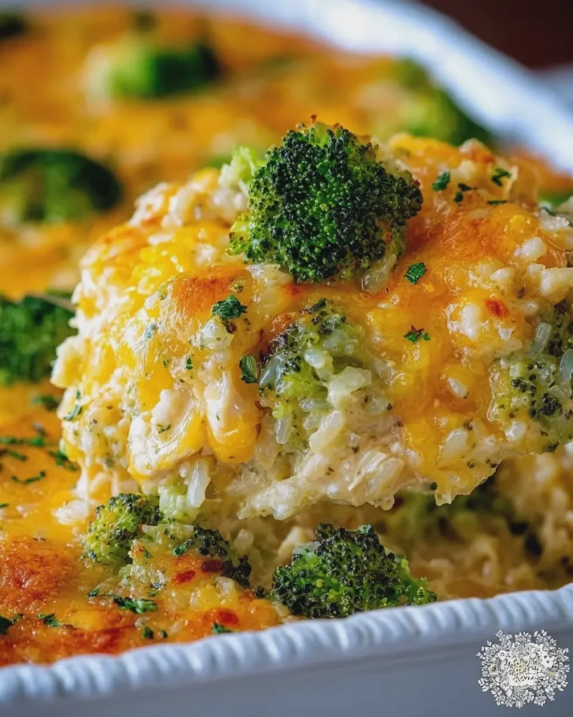 Cheesy Broccoli Chicken and Rice Casserole Easy Family Dinner Recipe