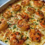 Cheesy Garlic Shrimp Bake