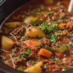 Slow Cooker Ground Beef Potato and Bean Stew