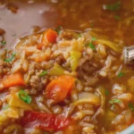 Slow Cooker Cabbage Beef Rice Soup