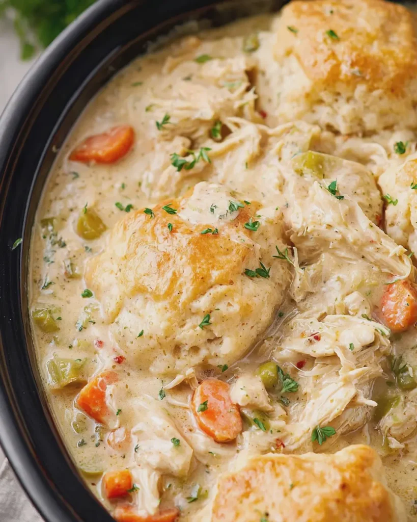 Slow Cooker Creamy Chicken and Biscuits