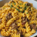 Creamy Beef Rotini with Velveeta Cheddar Cheese Sauce