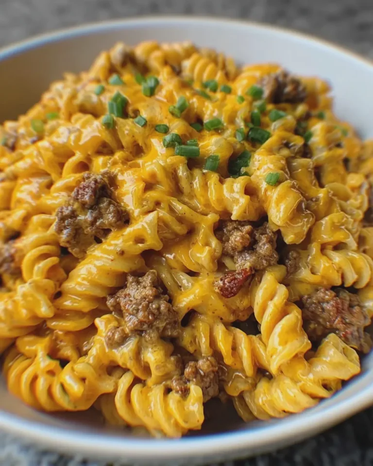 Creamy Beef Rotini with Velveeta Cheddar Cheese Sauce