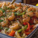 Garlic Butter Shrimp Peppers and Onions