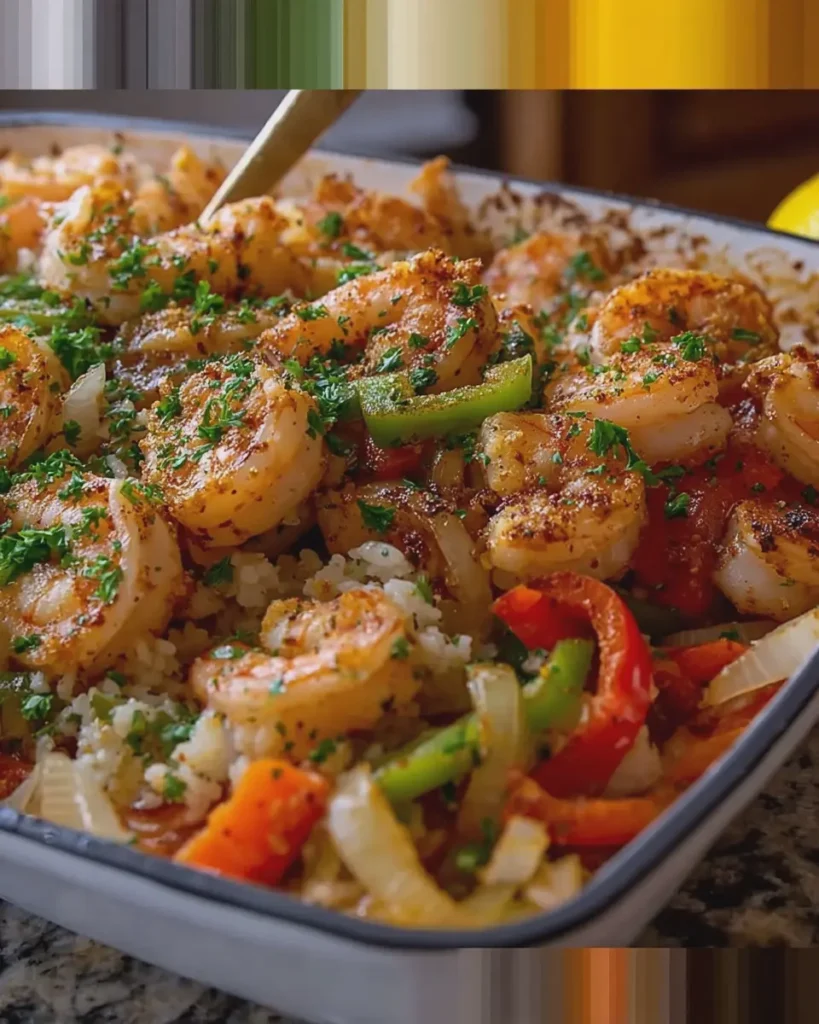 Garlic Butter Shrimp Peppers and Onions