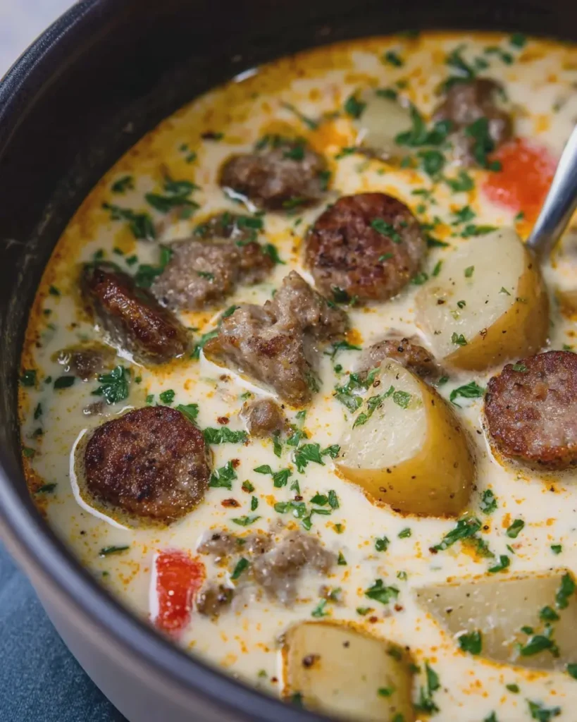 Grandmother's Creamy Cheesy Beef Sausage Potato Soup
