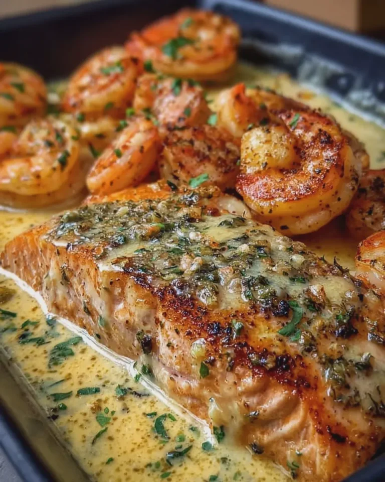 sela Creamy Garlic Butter Shrimp and Seared Salmon