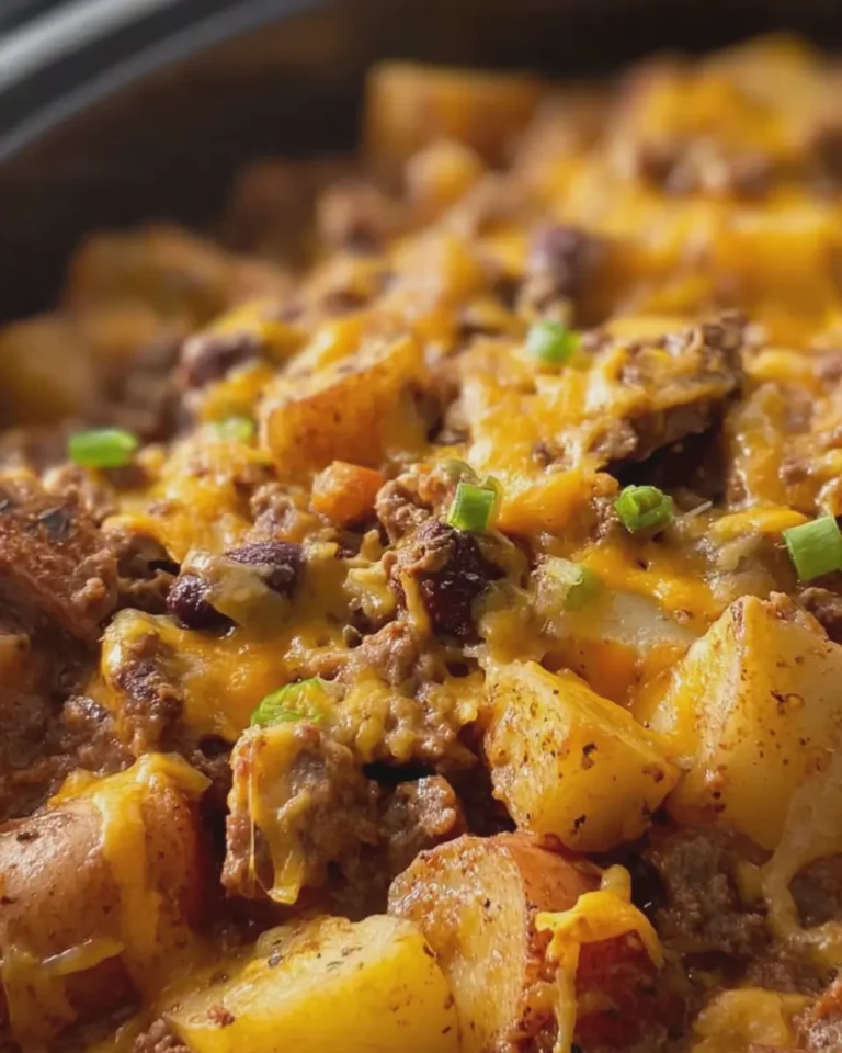 Slow Cooker Cowboy Casserole with Cheesy Beef and Tender Potatoes