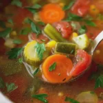 Vegetable Soup with Tomatoes Carrots Celery and Mixed Vegetables