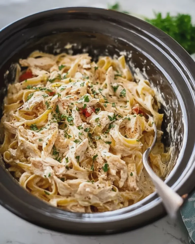Slow Cooker Creamy Italian Chicken Fettuccine