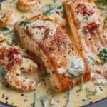 Creamy Garlic Butter Shrimp and Seared Salmon
