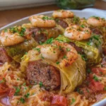 Sela Cajun Shrimp and Beef Sausage Stuffed Cabbage