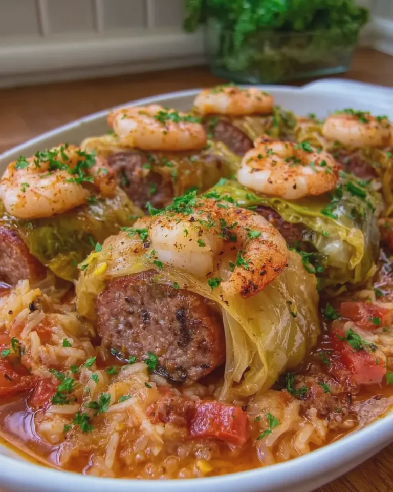 Sela Cajun Shrimp and Beef Sausage Stuffed Cabbage