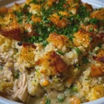 One Pot Crockpot Chicken and Stuffing Casserole