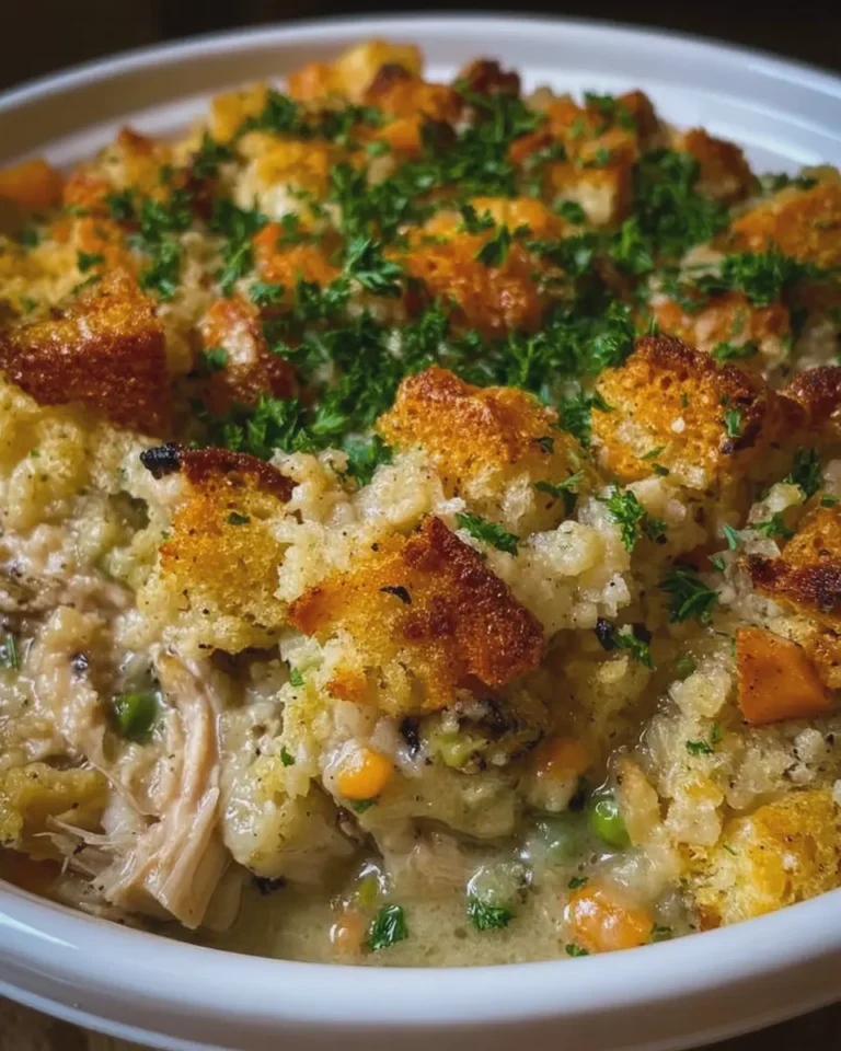 One Pot Crockpot Chicken and Stuffing Casserole