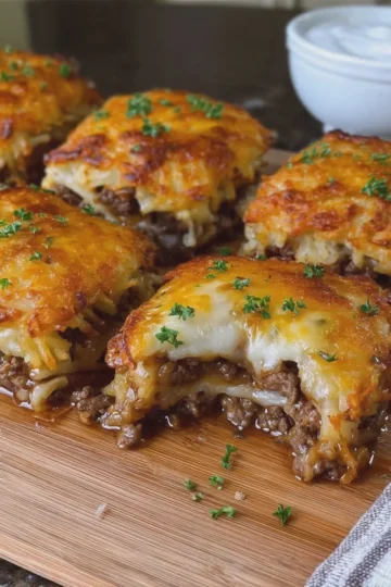 French Onion Beef Hash Brown Pockets