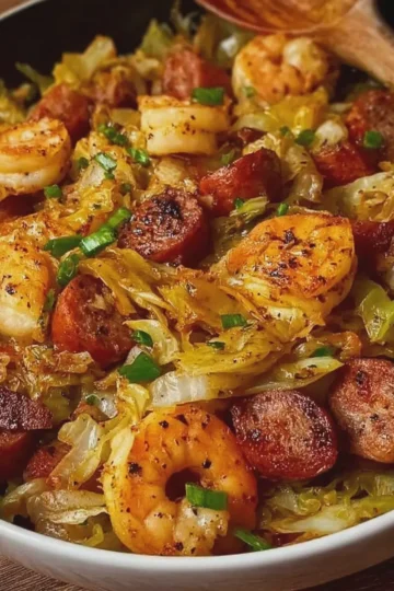 Sela Fried Cabbage with Shrimp and Sausage