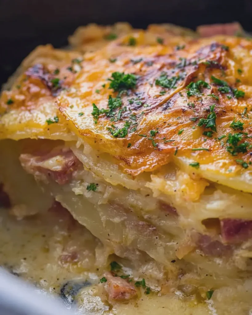 Slow Cooker Scalloped Potatoes and Chicken Ham