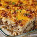 OVEN BAKED 4 INGREDIENT AMISH BEEF AND HASHBROWN CASSEROLE