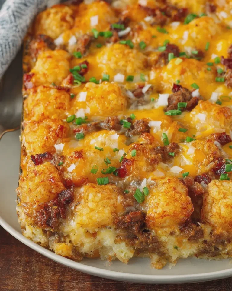 Smothered Tater Tot Breakfast Casserole