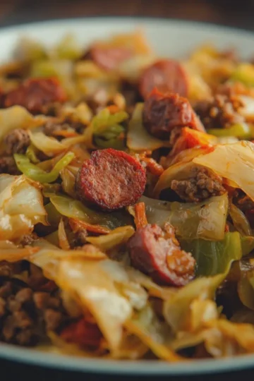 Dirty Cabbage with Ground Beef and Sausage