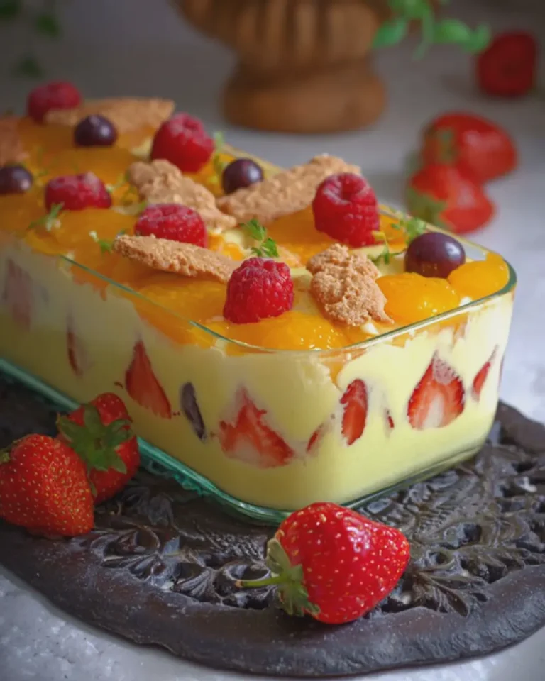 Fruit Custard Biscuit Dessert