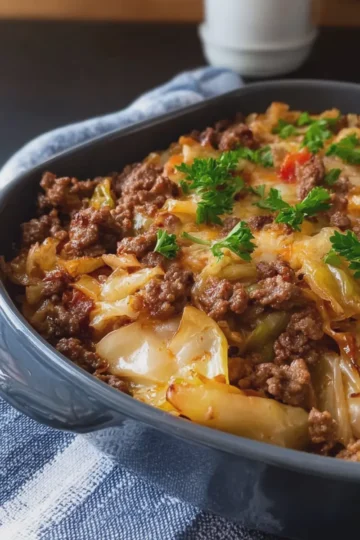 Ground Beef Cabbage Stir Fry Casserole