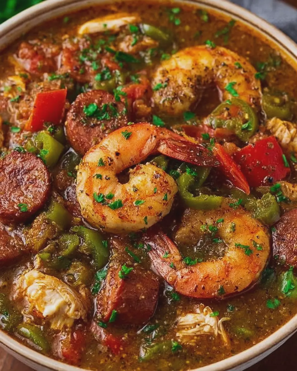 SEAFOOD GUMBO WITH SHRIMP CRAB AND SAUSAGE