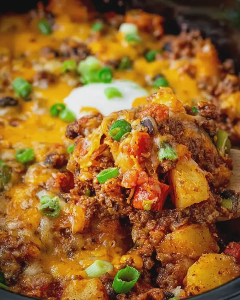Taco Beef and Potato Crockpot Casserole