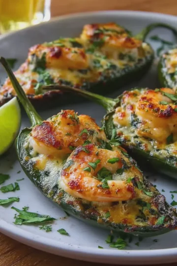 Creamy Shrimp Stuffed Poblano Peppers
