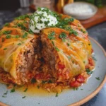 Stuffed Cabbage Ring with Beef and Rice