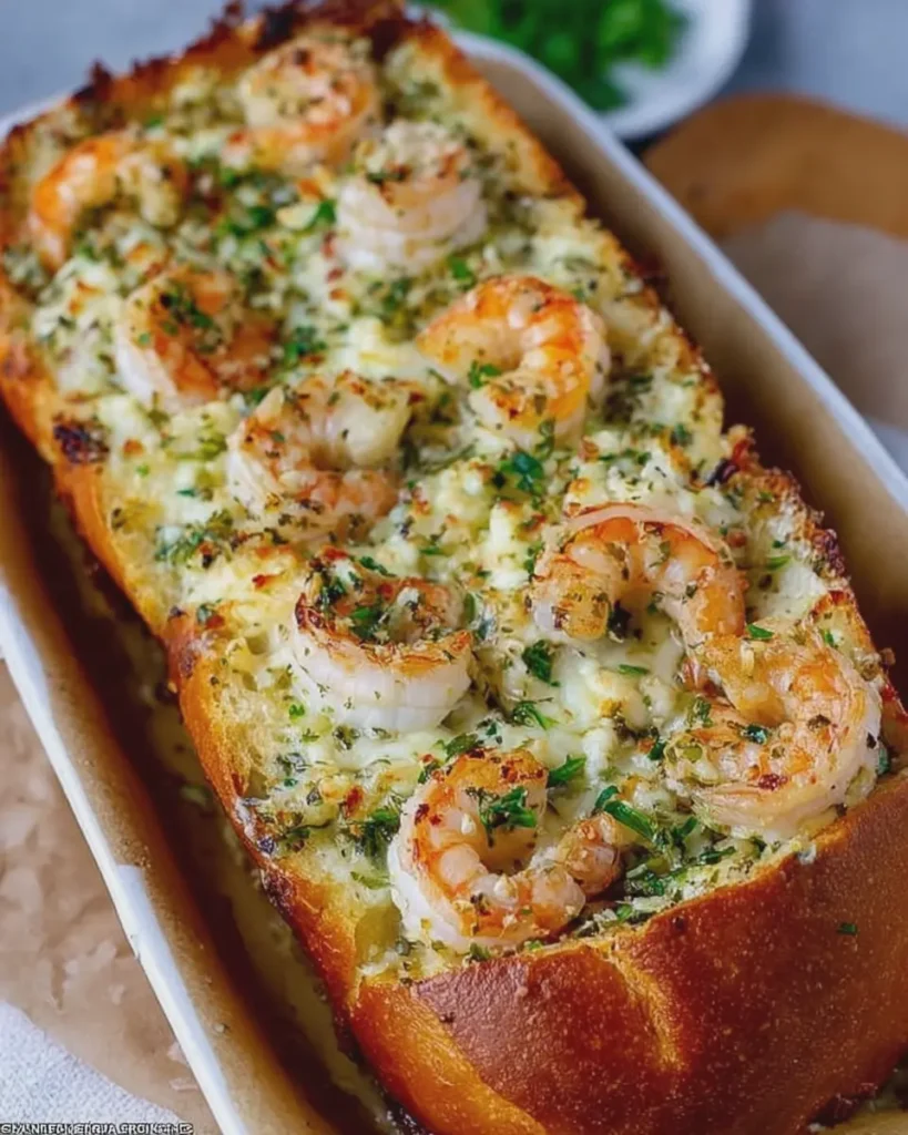 Cheesy Shrimp Garlic Bread